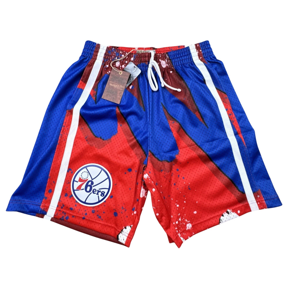 Mitchell & Ness NBA 76ers 1996 Hyper Hoops Swingman Shorts Red Scarlet Men’s L - Picture 13 of 13